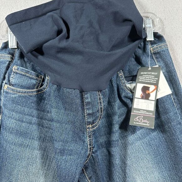 Oh Baby Motherhood Dark Wash Bootcut Maternity Jeans Belly Band Size‎ Large - Picture 3 of 9